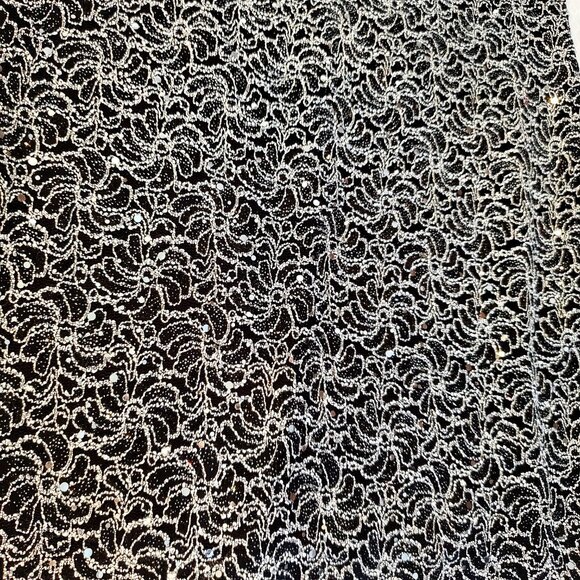 NWT * Y2K Black & White Lace Knit Party Dress Glitzy Sparkly Fitted Knee Length - Picture 3 of 6